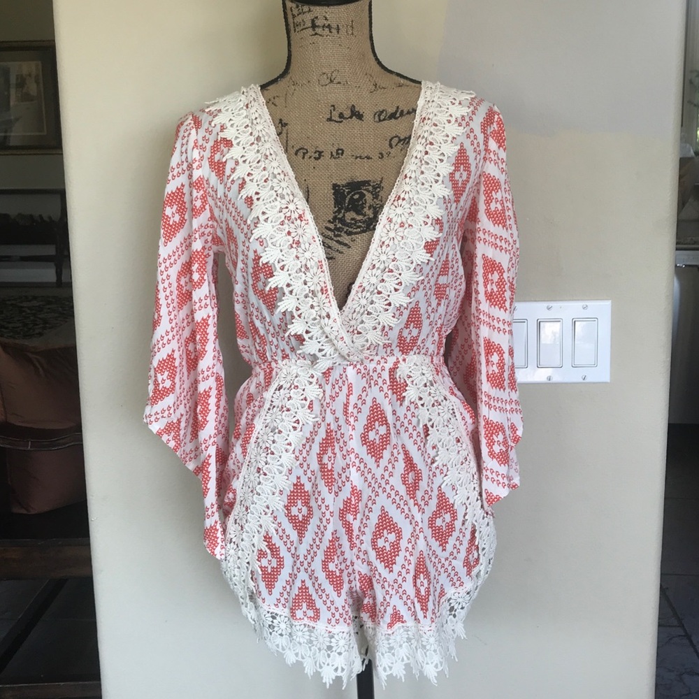NWOT Debbie Dabbie Long Sleeve Lace Romper